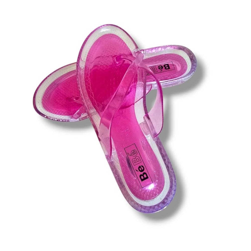 bebe Clear Pink Jelly Flip Flop Sandals - Picture 2 of 16